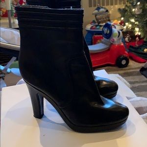 Black leather booties